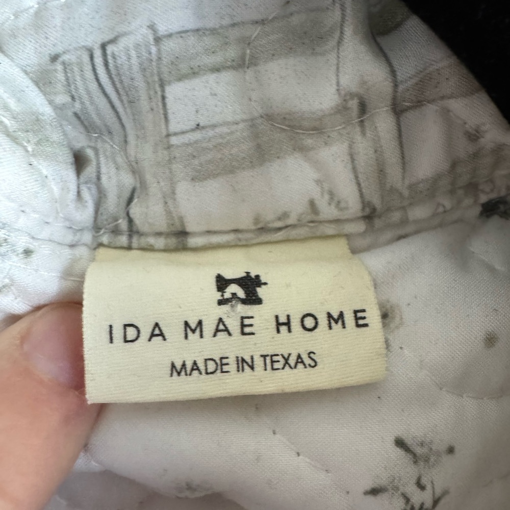 Aledo Toile Linen Quilted Jacket Farm Pattern Green White S/M - Picture 5 of 6